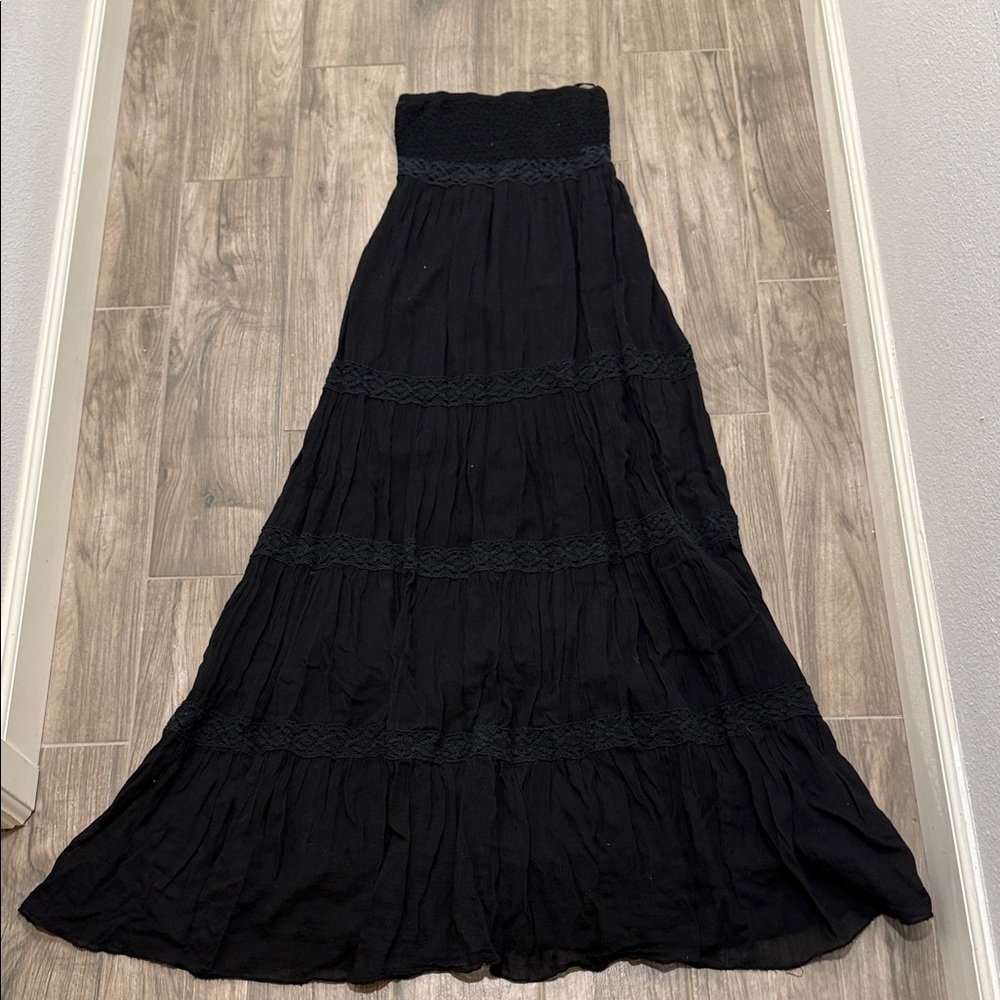 bebe Black Tiered Maxi Skirt